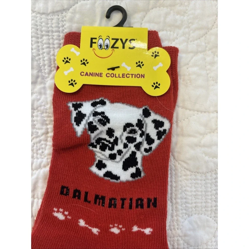 Foozy's Canine Collection‎ Dalmatian Socks Women SZ 9-11 Red Polyester Blend New